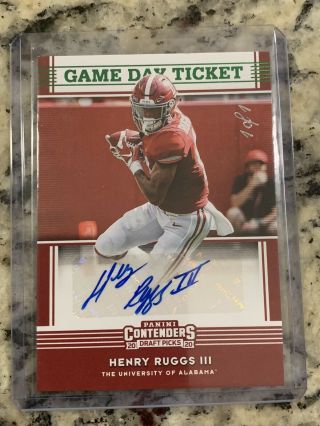 2020 Contenders Draft Picks Henry Ruggs 1/1 Game Day Ticket Auto Green Foil