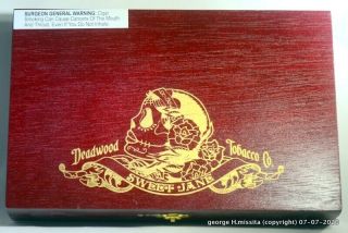 Wood Cigar Box Deadwood Tobacco Sweet Jane 9 3/4 X6 1/ X4 " 2 " Thick Red In Color