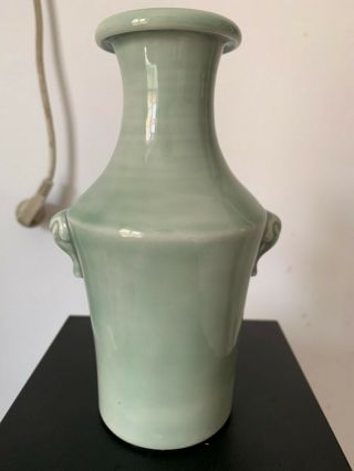 Antique Chinese Export Green Glaze Porcelain Double Ears Vase No Mark 19c?