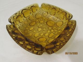 Vintage Glass Ash Tray Amber Bubble Glass 6 inches see photos 2