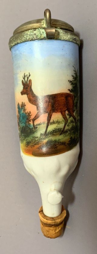 Ca.  1900 Antique German Porcelain Old Hunt Scene Mountain Deer Figural Pipe Bowl