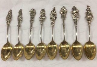Reed & Barton R&b Flowers Sterling Coffee Spoons 5 1/8 " Boxed Set Of 8