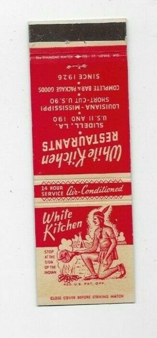 Vintage Matchbook Cover White Kitchen Restaurant Slidell La 4055