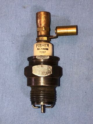 " Fisher " Vintage Antique Spark Plug Center Primer Priming Breather Plug