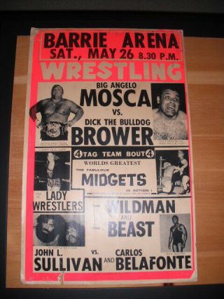 Vintage Wrestling Poster Mosca Brower Lady Wrestlers Rachel Dubois More Barrie