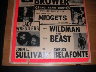Vintage Wrestling Poster Mosca Brower Lady Wrestlers Rachel Dubois more Barrie 3