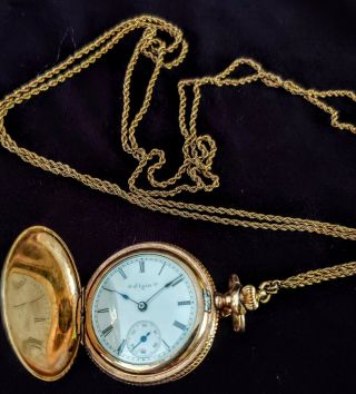 Antique 1896 Elgin Ladies Pocket Watch Dbl Hunter Case 7 Jewel Grade 109 Model 1
