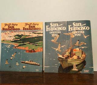 Two Vintage Travel Brochures Of San Francisco Done By Illustrator Maurice Logan