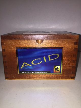 Acid Blondie Maduro Drew Estate Empty Wooden Cigar Box Humidor Motorcycle Lid