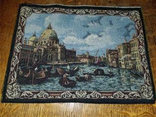 Vtg 12x9 " Hand Woven Tapestry Of Venice Italy St Marks Bastilica Canal Gondolas