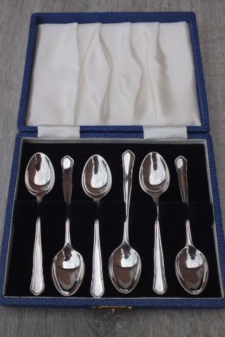 Vintage Silver Plated Teaspoons By Dixon - Set Of 6 With Case - Retro