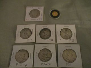 8pc 1/10 Oz Gold And Antique Vintage Silver Coins