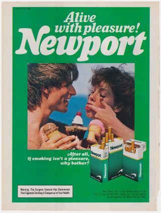 1985 Alive With Pleasure Newport Menthol Cigarettes Vintage Print Ad