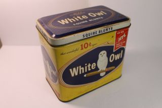 Vintage White Owl Squire Cigar Tin Metal Box Advertising Tobacco Man Cave