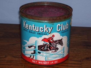 Vintage Kentucky Club White Burley Smoking Tobacco Tin.  Look