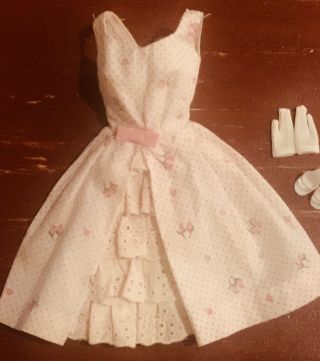 Vintage Barbie Garden Party Dress Gloves Shoes Complete Pink Outfit 931