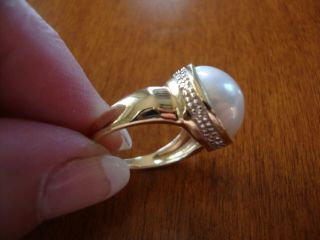 14k Vintage Yellow Gold White Mabe Pearl Ring 5.  9 Grams Size 8