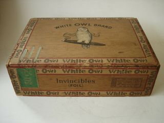 WOODEN CIGAR BOX WHITE OWL INVINCIBLES 7c. 2