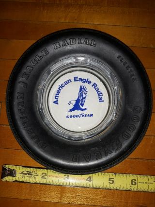 Vintage Goodyear Rubber Tire Ashtray American Eagle Advertisement Garage Car