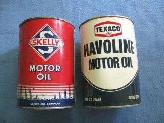 Vintage Skelly,  Texaco Havoline Empty Quart Oil Cans