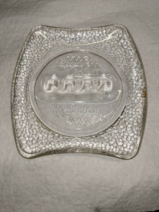 Vintage Holiday Inn Hotel Embossed Glass Ash Tray Collectible Souvenir