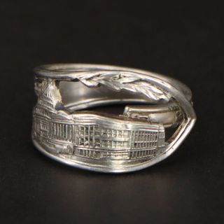 Vtg Sterling Silver - Washington D.  C.  Capitol Spoon Handle Ring Size 8 - 6g