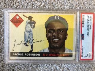 1955 Topps Jackie Robinson Brooklyn Dodgers 50 Baseball Card Psa 3