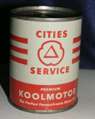 Cities Service Motor Oil Can Coin Bank Premium Koolmotor Metal Vtg 1950 