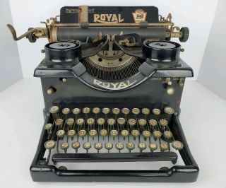 Antique Royal 10 Typewriter Beveled Glass Pane Window Sides Needs Some Tlc