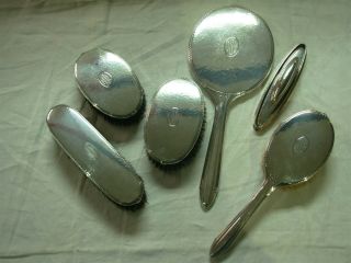 Antique 6 Pc Mcchesney Co Art Deco Neoclassical Sterling Silver Vanity Set
