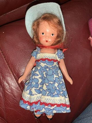 Vintage Bisque Nancy Ann Storybook 5 1/2” Jointed Arms Frozen Legs