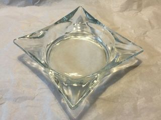 Vintage Viking Clear Glass 4 Point Star Ashtray Mid - Century Decor