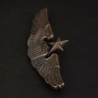 VTG Sterling Silver - WWII Military Shield Pilot Wings Brooch Pin - 20g 2