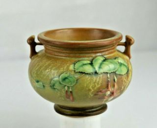 Vintage Roseville Pottery Small Tan Bleeding Heart Two Handle Vase