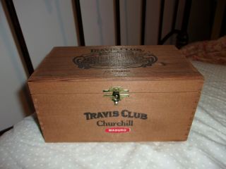 Vintage Travis Club Churchill Wooden Cigar Box