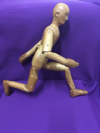 Antique Artists Articulated Lay Model Mannequin Figure Carved Wood Hard To Find