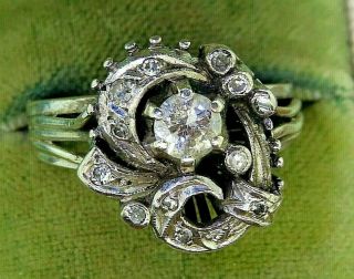 Vintage Palladium Art Deco Antique.  60 Carat Ct Diamond Engagement Wedding Ring