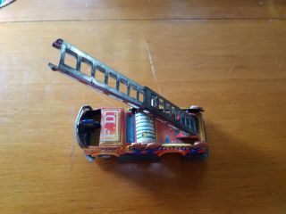 Vintage Tin Litho Ladder Firetruck Trade Mark Ks Made In Japan