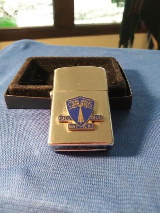 Never Fired Vintage " Small " Shaw - Barton Flip Top Lighter " Coan Bros Fuel Oils "