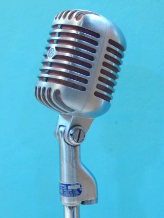 Vintage 1952 Shure 55s Dynamic Microphone & Stand Electro Voice Antique