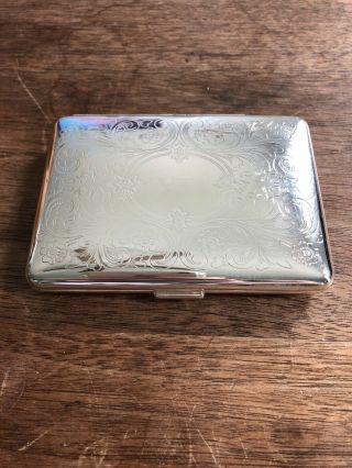 Classic Metallic Silver Color Double Sided King Cigarette Case Etched Design