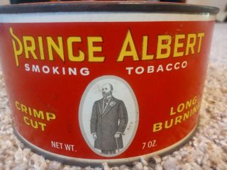 Prince Albert Pipe Cigarette Tobacco 7oz Tin Can Vintage Advertising