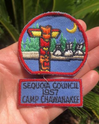 2 Vintage 1957 Boy Scouts Camp Chawanakee Sequoia Council Patch Patches