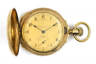 Antique Keystone Watch Co Fancy Hunter Case Pocket Watch 14k Gold Filled C1890