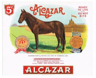 Cigar Box Label Vintage 1926 Alcazar Horse Racing Thoroughbred Track