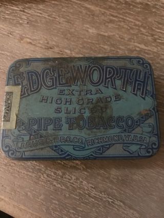 Vintage Edgeworth Extra Sliced Pipe Tobacco Empty Tin Box Hinged Lid