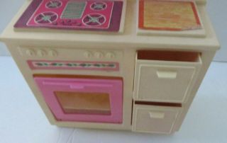 Vintage 1987 Mattel Barbie Doll Sweet Roses Kitchen Stove Set 3