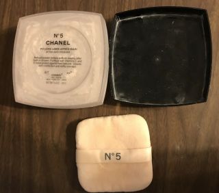 Vintage Chanel No.  5 After - Bath Powder Box & Powder Puff