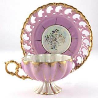 Vintage Royal Sealy China Teacup And Saucer Pink Made In Japan Q599
