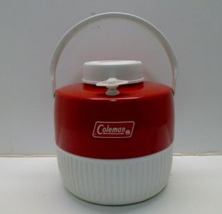 Vintage 1982 Red Coleman 1 Gallon Thermos Water Cooler Jug Complete Funks Hybrid